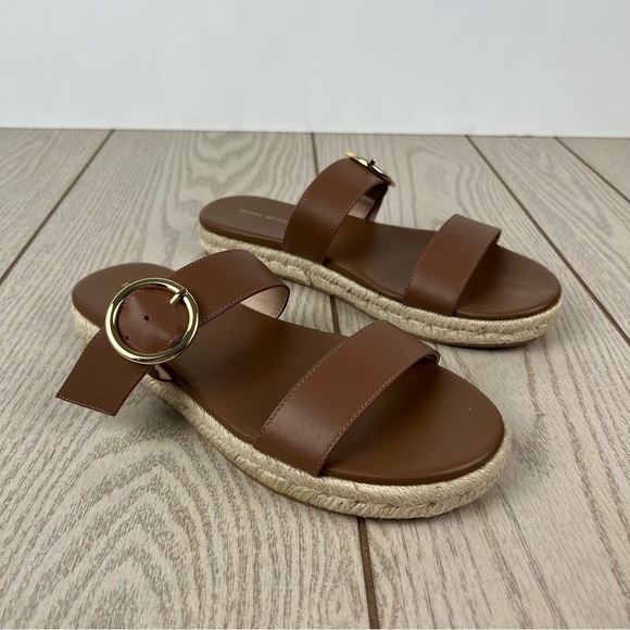Stuart Weitzman Shoes - Stuart Weitzman Mykonos Two-Strap Slide Espadrille Sandals 8.5B Camel Tan $295